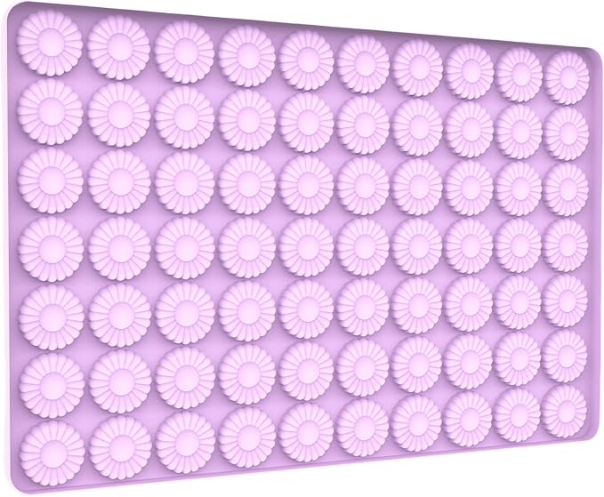 Daisy Flower Chocolate Silicone Molds, Gummy Candy Molds for Cake Decorations, Fondant Mold Silicone with Scraper (flower purple molds 002)