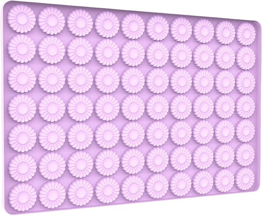 Daisy Flower Chocolate Silicone Molds, Gummy Candy Molds for Cake Decorations, Fondant Mold Silicone with Scraper (flower purple molds 002)