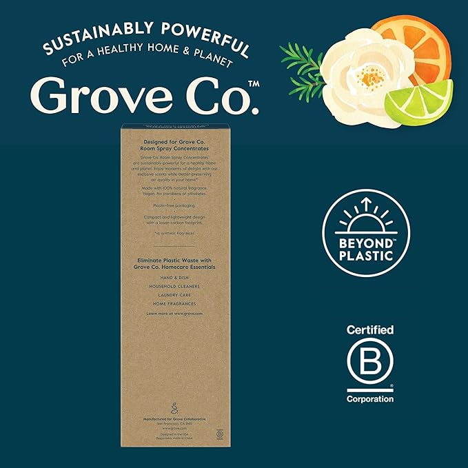 Grove Co. Spray Bottle Set (2 Pack) Refillable 8 Oz Glass Spray Bottles for Room Spray Concentrates, Made of Lead-Free, Partially Recycled Glass, Dishwasher Safe, Help Reduce Plastic Waste