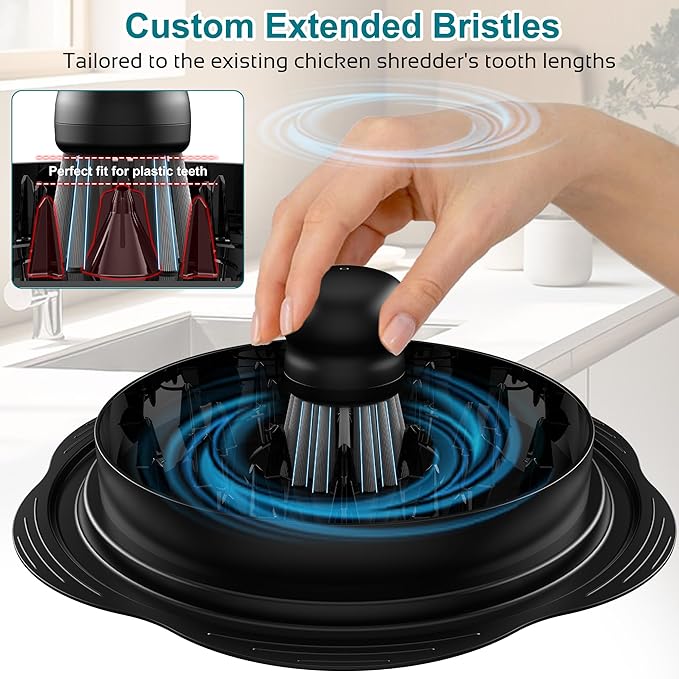 Mini Dish Brush for Cleaning Chicken Shredder, Palm Brush Dish Scrubber with Ergonomic Grip, Kitchen Brush for Washing Dishes, Pans, Pots, Sink, 1 Pack (Black)