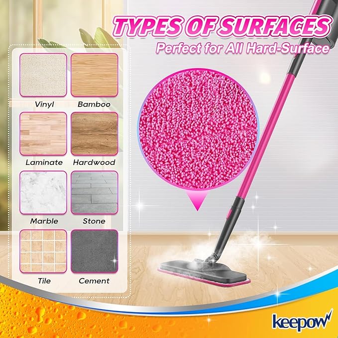 KEEPOW 8 Pack Reusable Microfiber Mop Pads Compatible with Schenley Steam Mop 7 in 1 Cleaner, Washable Replacement Mop Pads Accessories Steam Mops SLFCSM064 & SLFCSM063 for Multi Floor Cleaning