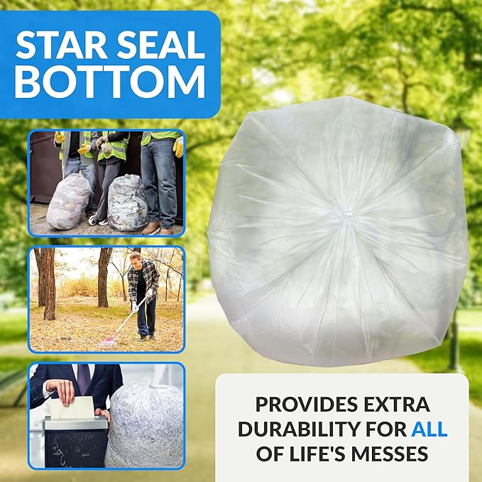 Reli. Premium 50 Gallon Trash Bags | 200 Count | Made in USA | Heavy Duty | Bulk | SuperValue | Clear Multi-Use Garbage Bags