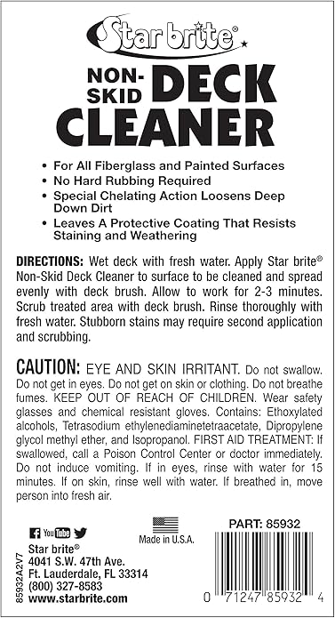 STAR BRITE Non-Skid Deck Cleaner & Protectant Ultimate Boat Deck Wash - Protects Against Future Stains & UV - Ideal for Fiberglass, Vinyl, Plastic, Painted & Metal Surfaces
