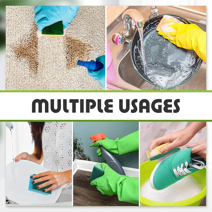 Dish Sponge for Kitchen Multicolor Cleaning Scrub Sponges Dual Sided Scouring Pad Non Scratch Dish Washing Scrubbers Absorbent Dishwashing Sponges for Cleaning Kitchen Dishes Bathroom (100 Pcs)