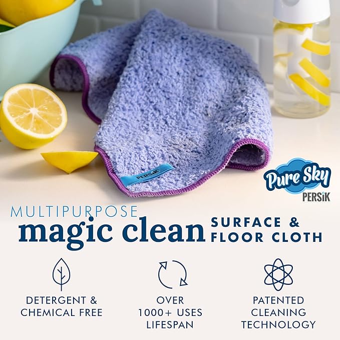 Pure-Sky Magic Deep Clean Cleaning Cloth – JUST ADD Water No Detergents Needed - Multipurpose Ultra Microfiber Cloth - Stick-Attachable for Mop, or as Handheld Microfiber Towels to Clean Any Surfaces