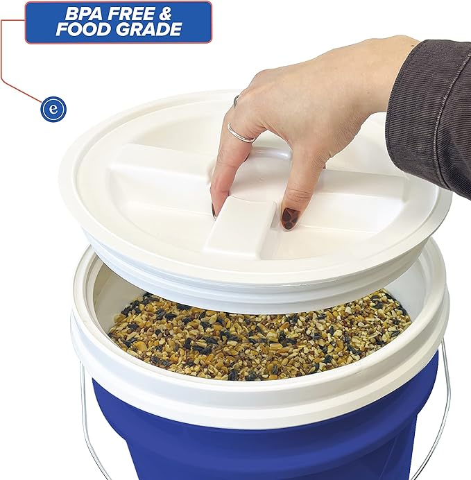 ePackageSupply 5 Gallon White Bucket with Gamma Seal Screw on Airtight Lid | Made in USA | Food Grade | Heavy-Duty | Durable 90 Mil All Purpose Pail | Easy Stack and Store | BPA Free (3 Count), Blue