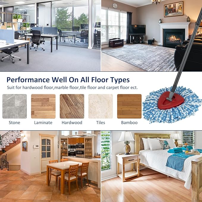 2 Pack Mop Head Replacement Compatiable with Oceda EasyWring,Mop Refill Replace Head for EasyWring Spin Mop 1 Tank Systerm - Microfiber, Easy to Replace,Deep Floor Cleaning and Machine Washable