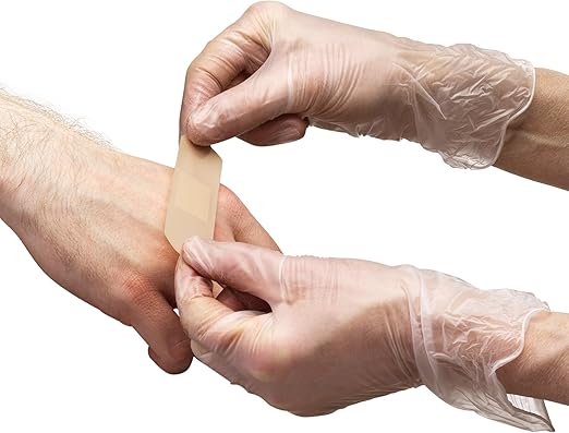 CARE PLUS Vinyl Gloves Clear Medium Size 200 Count | Heavy Duty, Non-Sterile, Powder-Free, Latex-Free Rubber | Food Prep, Kitchen & Cleaning Gloves, Ideal for Professional Use