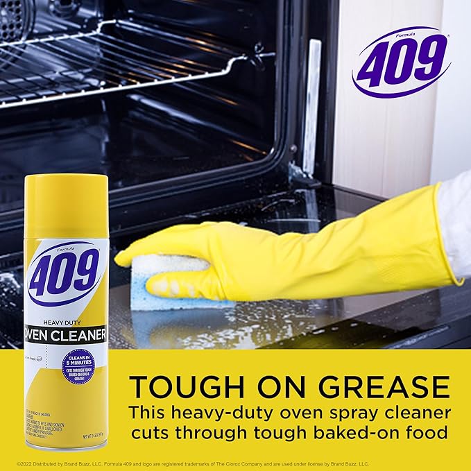 Formula 409 Heavy Duty Spray-On Oven Cleaner, Lemon Scent - Grill and Stove Top Cleaner Cuts Through Grease & Grime on Contact, A Powerful Clean You Can Trust, 14.5 Oz