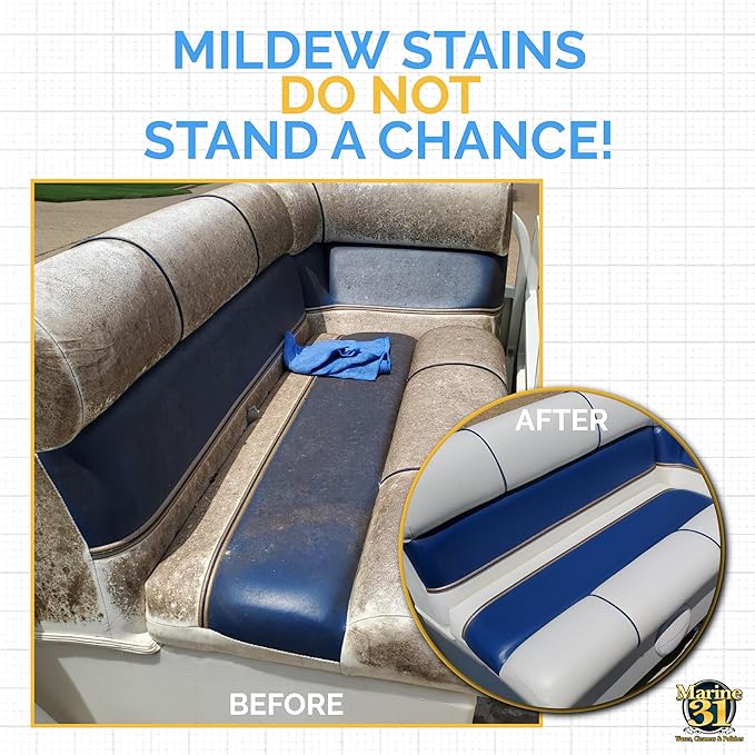 Marine 31 Mildew Stain Remover Gel | Thick Gel Formula for Marine, Boat, Home & Patio | Removes Mildew & Stains from Bathrooms & Showers | Effective Cleaner | M31-375 | 20oz