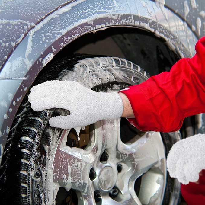 Patelai 3 Pairs Microfiber Plant Dusting Gloves Leaf Cleaning Gloves for Indoor Plants, Blinds, Furniture, House(Medium,White)