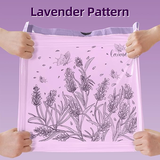 13 Gallon Trash Bags Drawstring, 50 Count Tall Kitchen Trash Bags, Sturdy Large Trash Bags, Lavender Printed Garbage Bags 13 Gallon Tall Kitchen, Tear Resistant Garbage Bags for Kitchen, Bathroom