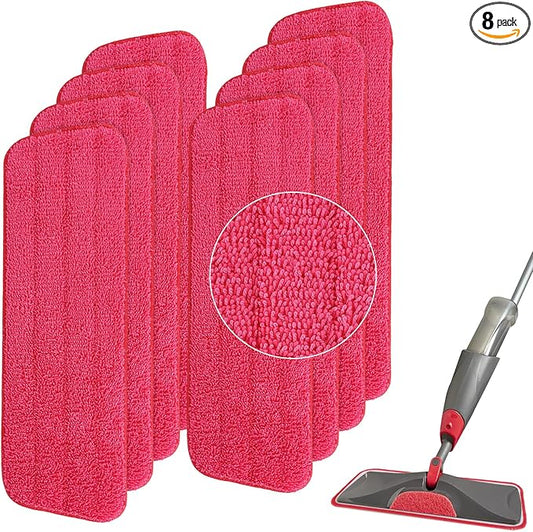 Replacement Microfiber Mop Pad for Rubbermaid Reveal Spray Mop - 8 Pack 16.5" Wet & Dry Floor Cleaning Refills Reusable Fit for Any Microfiber Reveal Flat Mop