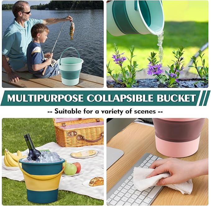 Collapsible Bucket 3PCS 1.3 Gallon/5L Small Plastic Household Cleaning Mop Buckets Foldable Water Bucket for Car Wash Fishing Camping Beach (3PCS)