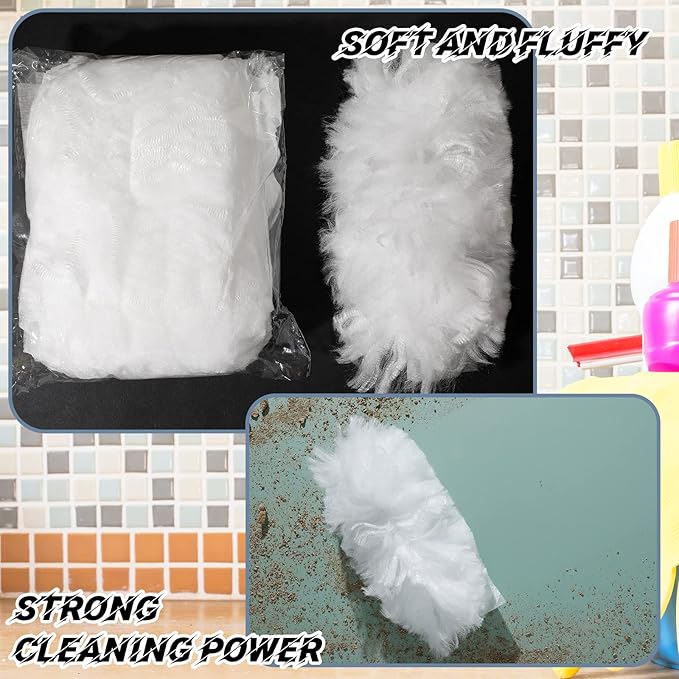Vesici 300 Pcs Duster Refills Compatible with Swiffer Dusters Bulk Disposable Replacement Thickened with 1 Handle Heavy Duty for Cleaning, Office (White)
