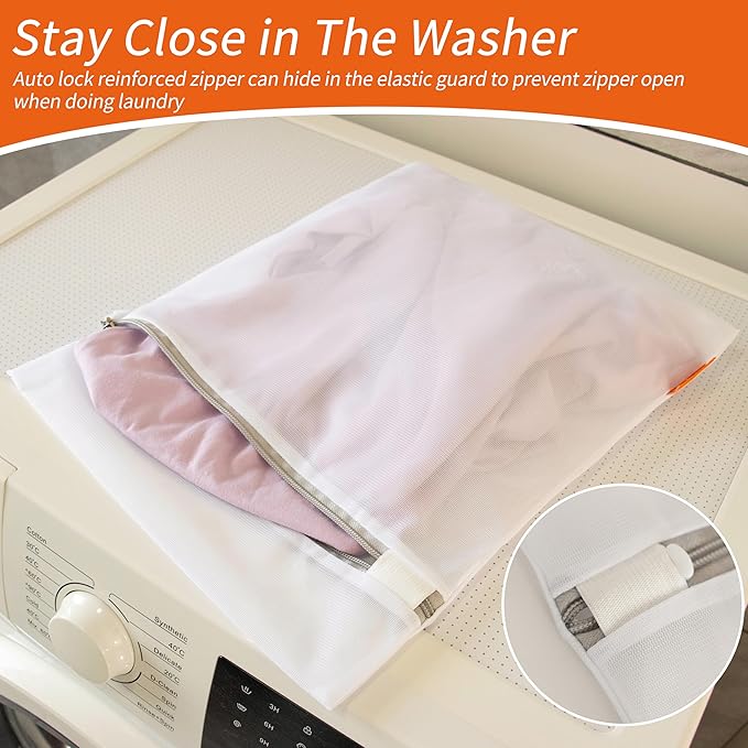 Polecasa 3Pcs 16 x 20 Inches Extra Durable Fine Mesh Laundry Bags with Sturdy Zipper for Delicates, Protect Clothes in Washing Machine, Laundry Room Essentials for College, Dorm (3 Large)