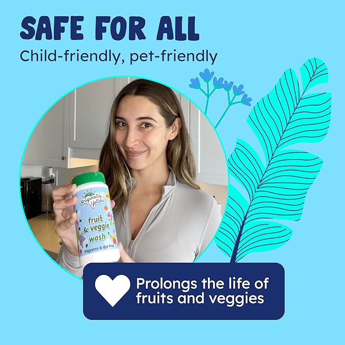 Originally Yellow USA Made All-Purpose Fruit And Vegetable Wash | Food-Grade Fruit and Veggie Wash With No Aftertaste | Powerful Cleaning & Safe Ingredients | Plant-Derived Produce Cleaner | 2 lb