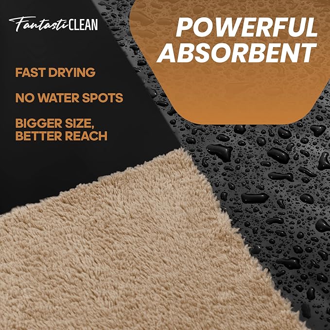 Fantasticlean Microfiber Towels for Cars, Tear Away Car Detailing Cloth Roll, RV Boat Drying Polishing, Edgeless Plush, Coral Fleece, Ultra Absorbent, Scratch-Free, 14" x 14", 20 Pack (Tan)