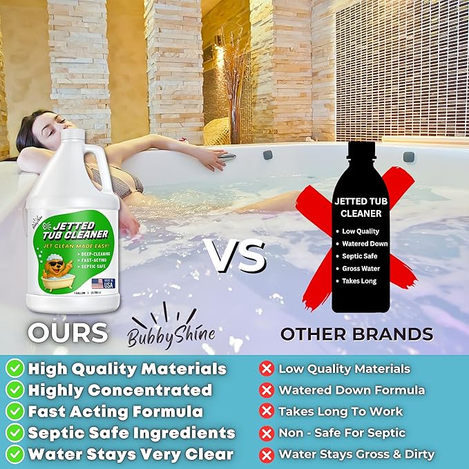 Jetted Tub Cleaner For Bathtub Jets - Fast Acting, For The Jets And The Tubes, Best Spa Cleaner Chemical For Whirlpool & Jacuzzi Tubs, Pro Grade Heavy Duty, Made In USA, 1 Gallon