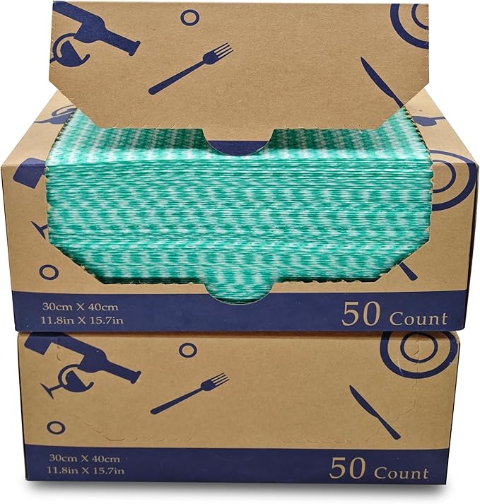 Heavy Duty Reusable Cleaning Cloths 100 Count Food Service Wipes Dishcloths Multi-use Towels(2Boxes)