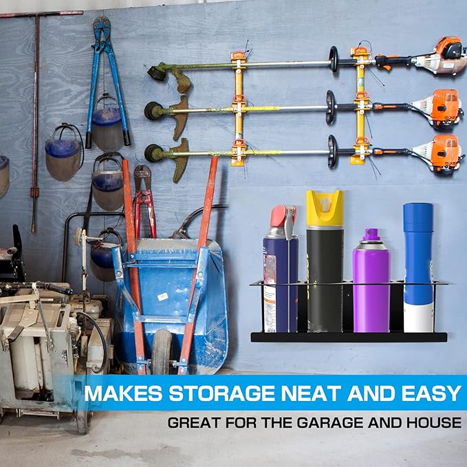 RealPlus Aerosol Spray Can Holder Rack Organizer, 4 Can Spray Bottle Holder Heavy-Duty Steel Wall Mounted for Garage and Workspace, Pack of 6