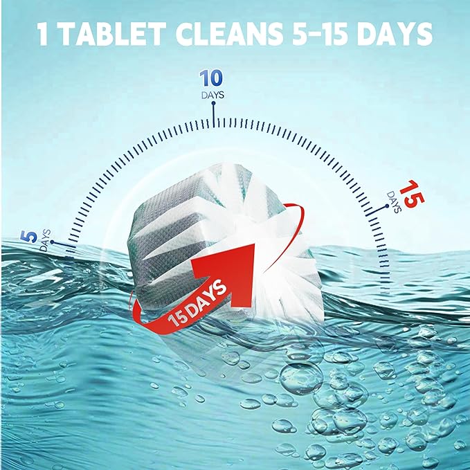 Toilet Bowl Cleaner Tablets, Automatic Toilet Bowl Cleaners, Long-Lasting Toilet Tabs Drop in Tank for Deodorizing & Descaling, Green, 12 Packs