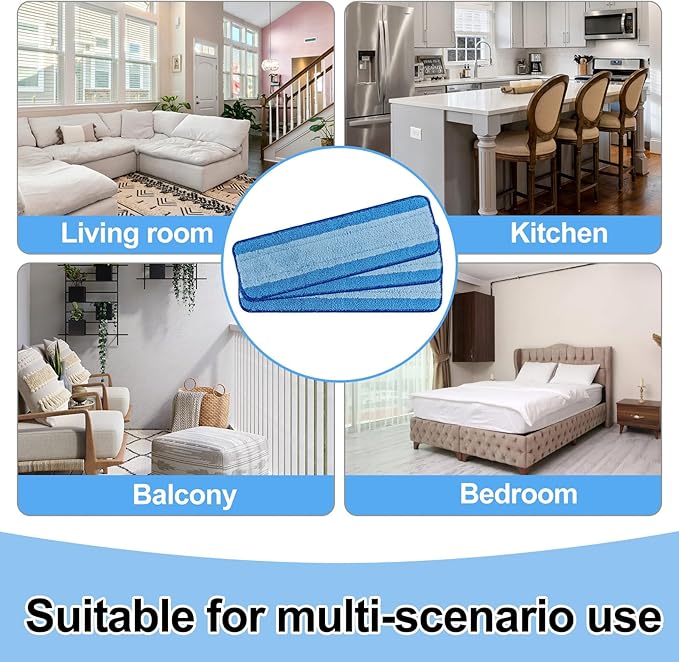 Mop Replacement Pads for Bona, Microfiber Cleaning Pad for Bona, 3 Pack 18 Inch Mop Cleaning Pads for Bona Hardwood & Hard Surface Floors, Reusable & Washable & Microfiber Mop Pads for Bona Mop