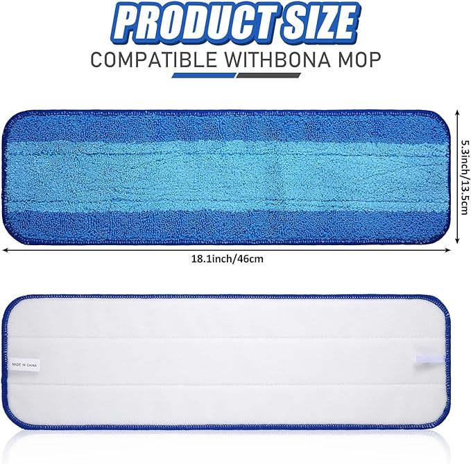 30 Pieces Microfiber Cleaning Pads Compatible with Bona Mop Reusable 18 Inch Replacement Cleaning Pads Washable Refills Replacement Heads for Floor Cleaning