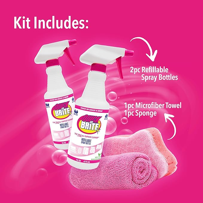 Quick N Brite Eco-Friendly Cleaning Supplies Kit - All Purpose Cleaner with Cleaning Paste & Concentrate - Non-Toxic, Powerful Cleaner Includes Sponge - Versatile Solution for Home & Office