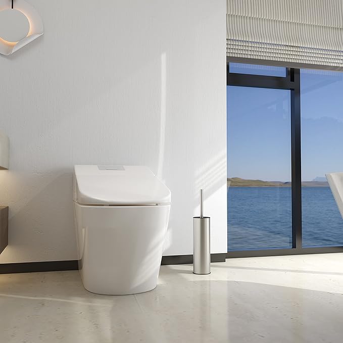 BGL Toilet Brush and Holder,Stainless Steel Toilet Brushes for Bathroom with Holder, Toilet Bowl Brush and HolderBrushed Nickel