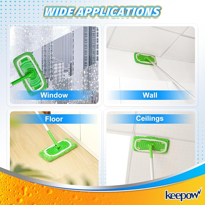 KEEPOW Reusable Wet Pads Refills Compatible with Swiffer Sweeper Mop, Dry Sweeping Cloths, Microfiber Wet Mopping Cloths for Hardwood Floor Cleaning, 12 Pack (Mop is Not Included)