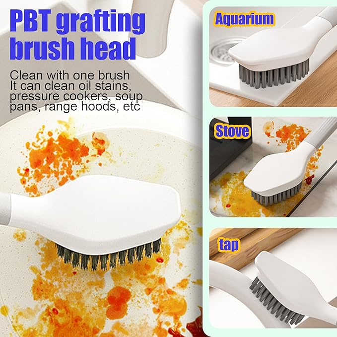 Dish Brush Set of 4 with Holder.Interchangeable Heads Kitchen Scrub Brush,Dishwashing Brush Set with Extended Handle,for Cleaning Pots,Pans,Bottles,Cups,Sinks,scrubbers for Dishes.Green