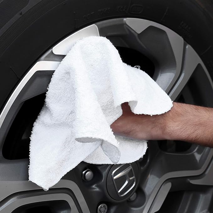 Arkwright W11 Terry Cloth Towels for Cleaning - Pack of 8 - Soft Cotton Blend Washable Multi-Purpose Bar Mop, Absorbent & Quick Dry, Bulk Bag of Rags for Kitchen, Auto Shop, and Garage, 5 lb, White