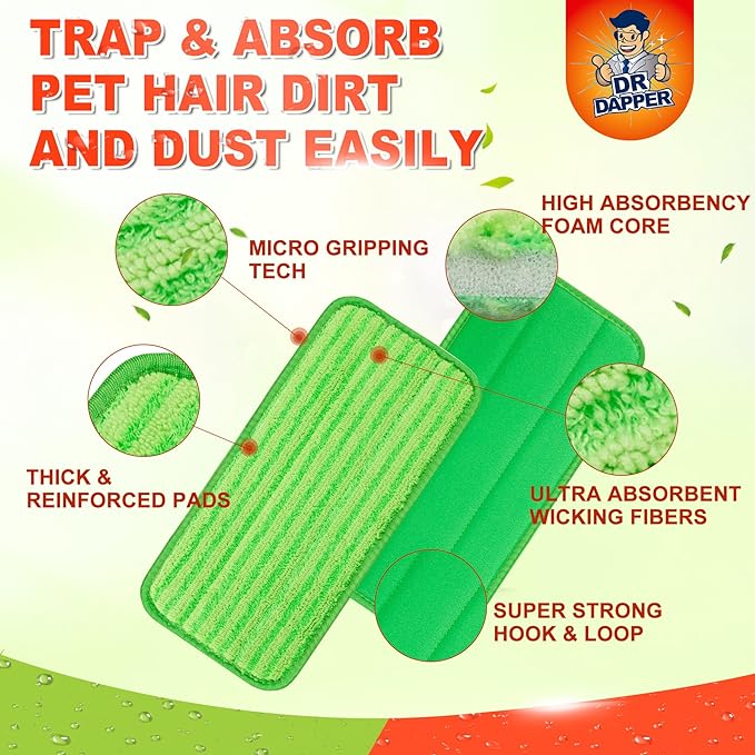 6 Pack Reusable Mop Pads for WetJet Wet Pads Refills for Wet Jet Spray Mop, Microfiber Mop Refill Pads Machine Washable Up to 100+ Wet Dry Cleaning for All Kinds of Floor Types