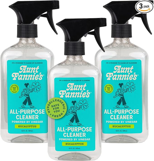 Aunt Fannie's All Purpose Household Cleaner, Multi-surface Spray, Powered by Vinegar for Kitchen, Bath, Windows and Countertops, Eucalyptus Scent (Pack of 3)