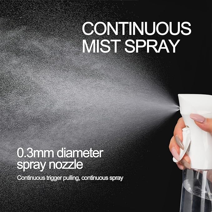 Spray Bottle for Hair Continuous Ultra Fine Mist (200ml) 360° Multi Spray Bottle for Plants, Cleaning, Skin Care Leakproof & Durable White 1 Pack