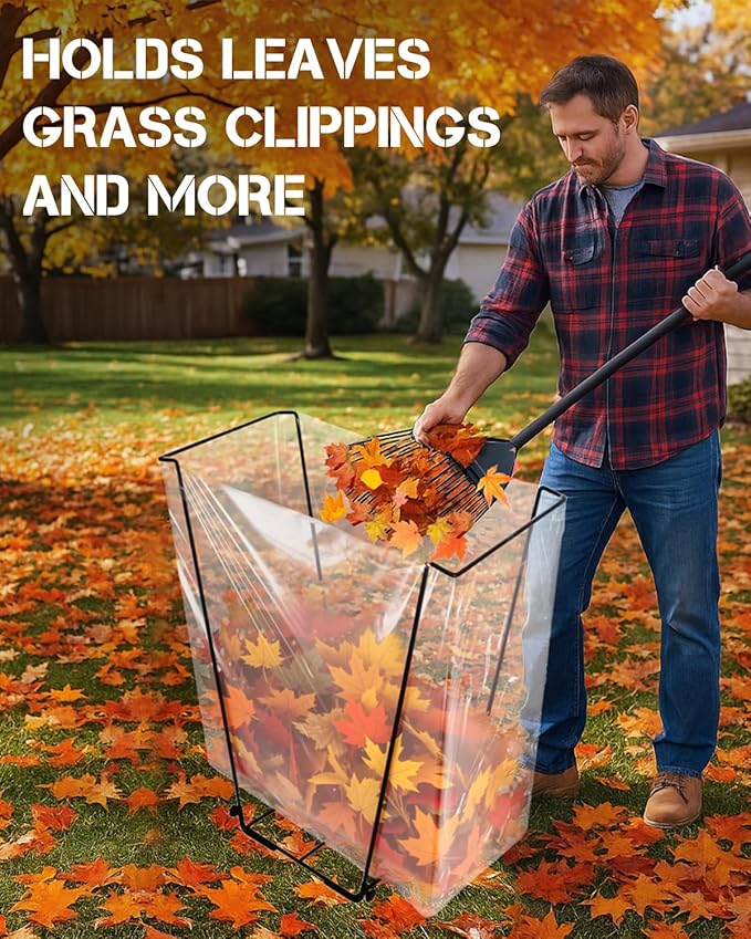 Joyhalo Outdoor Trash Bag Holder Stand - 2 Pack Heavy Duty Metal Garden Garbage Bag Support Frame for 30-45 Gallon Capacity, Multi-Use Portable Yard Leaf Bag Stand