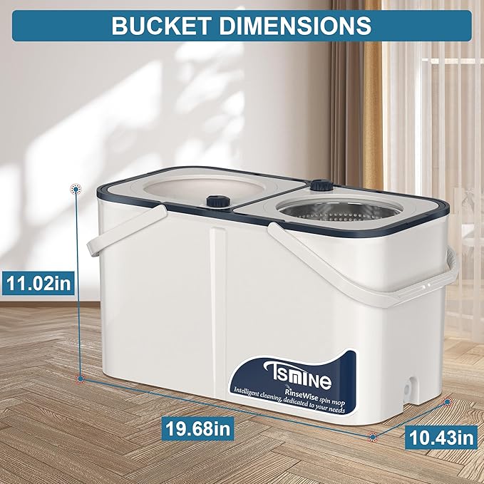 Mop and Bucket with Wringer Set for Home, Spin Mop and Bucket Separates Dirty and Clean Water,4-Chamber Mop Bucket, Best Household Cleaning Tools with 6 Replacement Mop Heads,4X Wheel