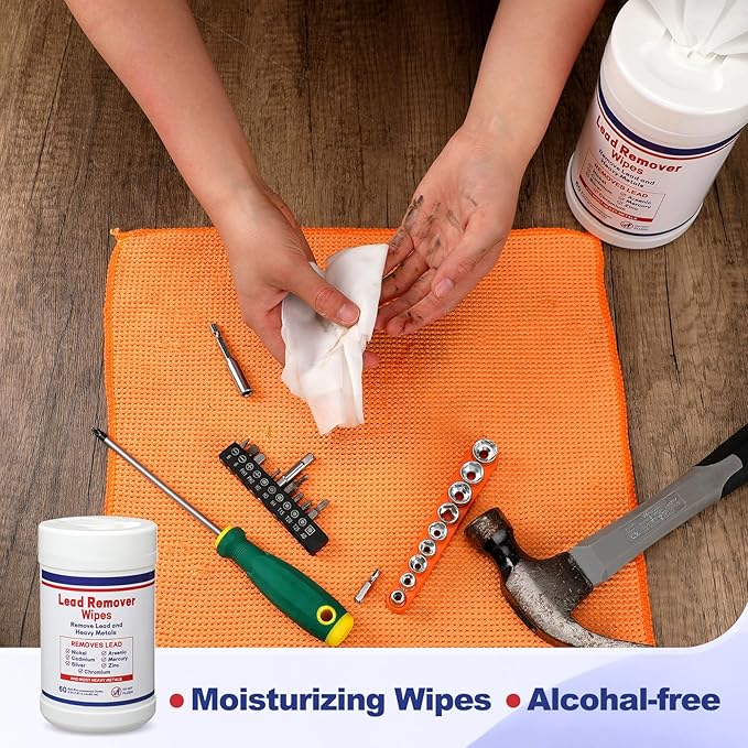 Nuanchu 2 Pack Lead Remover Wipes for Shooting 60 Count Per Canister Hand & Surface Cleaning Wipes Effectively Removes Lead, Dust, Oil & Grime Disposable Wipe for Mechanics Construction Diy (Classic)