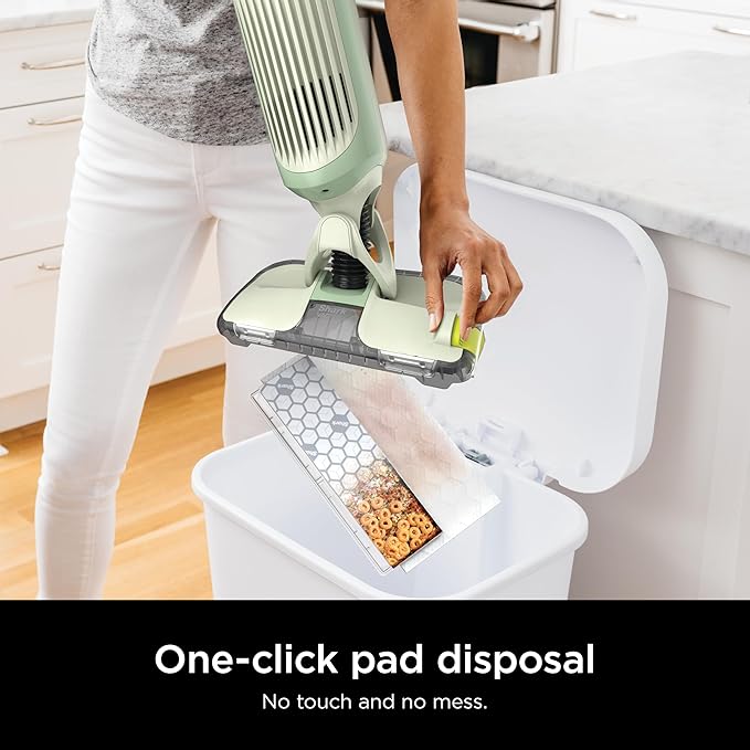 Shark VACMOP Cordless Hard Floor Cleaner, Vacuum and Spray Mop, Powerful Suction, Lightweight, LED Headlights, Includes 4 Disposable Pads, 12oz Multi-surface Cleaning Solution, Lime Green, VM252GN