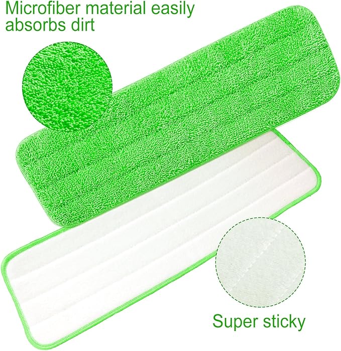 40 Pack Microfiber Cleaning Pads Machine Washable Replacement Head for Wet/Dry Mops Flat Reusable Household Replacement Mop Pad for Hardwood Floor Cleaning Scrubbing Fit Most Mops (Green)