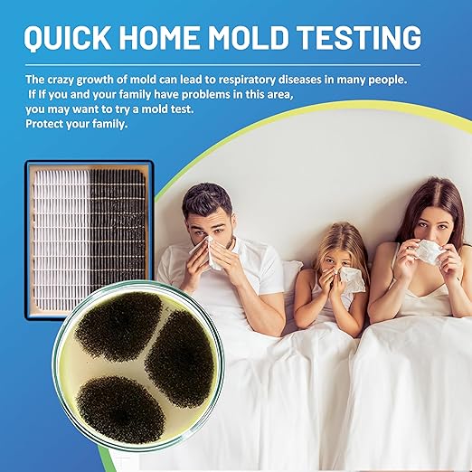 Mold Test Kit for Home,7 Simple Detection Tests,Test HVAC System,Home Surfaces, Indoor Air Quality Testing,DIY Mold Detector for Home,Includes Detailed Mold Identification Guide,Black Mold Testing kit