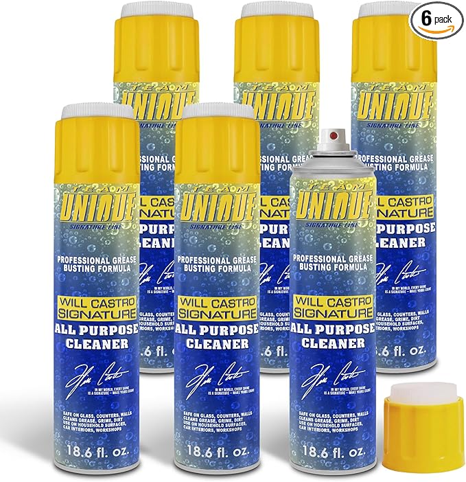 TEAM UNIQUE All-Purpose Cleaner – 18.6 Fl Oz (550mL) Pack of 6 | Powerful Formula for Tough Stains and Grease | Multi-Surface Cleaner for Home, Auto, and Industrial Use