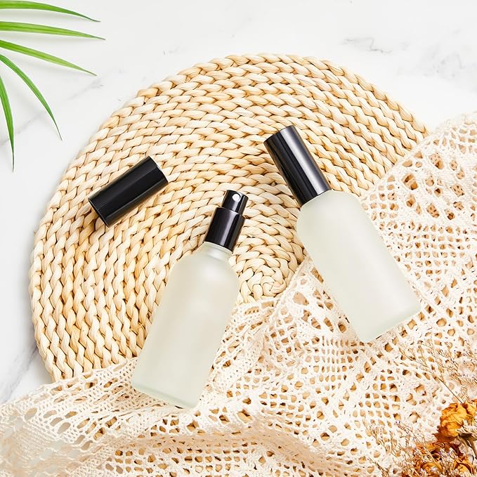 Tessco for you 20 Pcs 3.4 oz/100 ml Glass Spray Bottles Empty Perfume Atomizer Refillable Clear Decorative Empty Bottles with Fine Mist Sprayer Pump for Face Body Travel(Black)