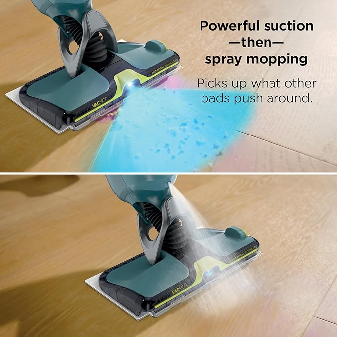 Shark VACMOP Reveal New Cordless Hard Floor Cleaner, Vacuum & Spray Mop, Powerful Suction, Lightweight, Illumination Light, Includes 4 Disposable Pads, 12oz Pet Multi-Surface Cleaning Solution, VM401