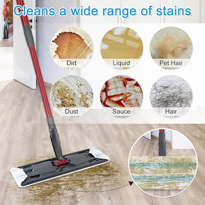 Mop Replacement Pads Compatible with O-Cedar H2prO Flat Mop System, 3 Pack Microfiber Mop Heads Replacements for Ocedar Flat Mop, Washable and Reusable Mop Pad Refills, Safe on Hard Floors