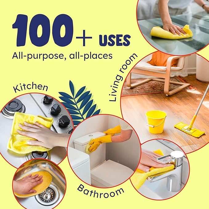 Originally Yellow Lemon Vinegar For Cleaning Purpose | USA Made All Purpose Cleaner | Use as a Floor, Glass, Kitchen, & Bathroom Cleaner | Plant Derived Vinegar Half Gallon | 64 Oz