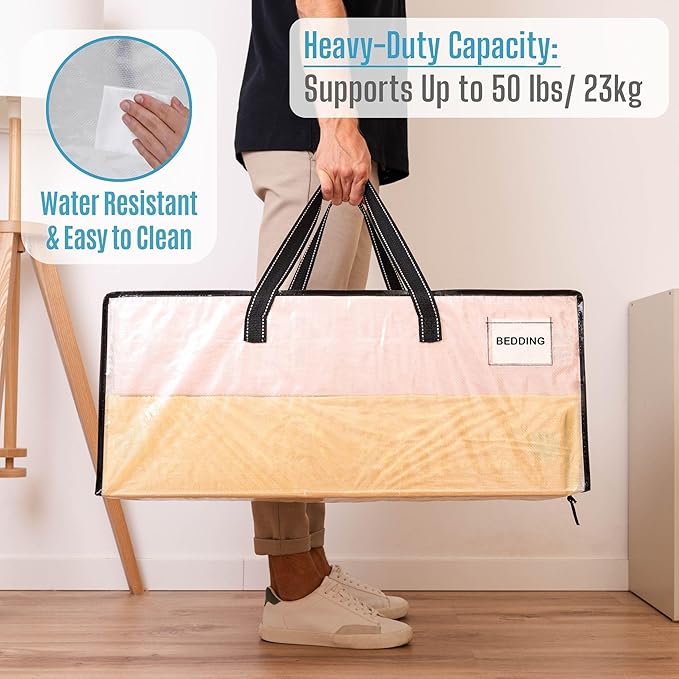 VENO 8 Pack Moving Bags Extra Large Storage Bags for College Move-In, Heavy-Duty Storage Totes, Packing Boxes, and Wardrobe Moving Supplies - Durable Laundry Bags for Clothes (Clear, 8 Pack)