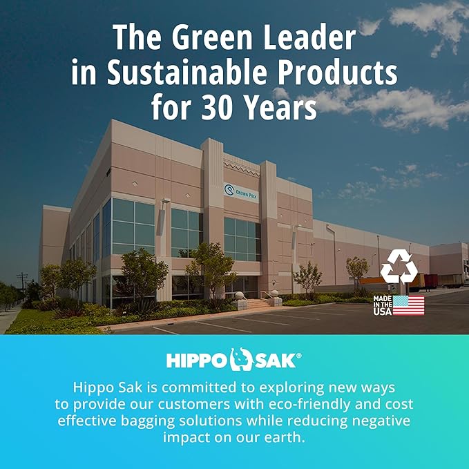 Hippo Sak - Tall Kitchen Garbage Bags with Ergonomic Handles - 13 Gallon Trash Bags - Super Strong Patented Reinforced Bottom and Leak Proof Tall Kitchen Trash Bags - Heavy Duty Trash Bags (270 Count)