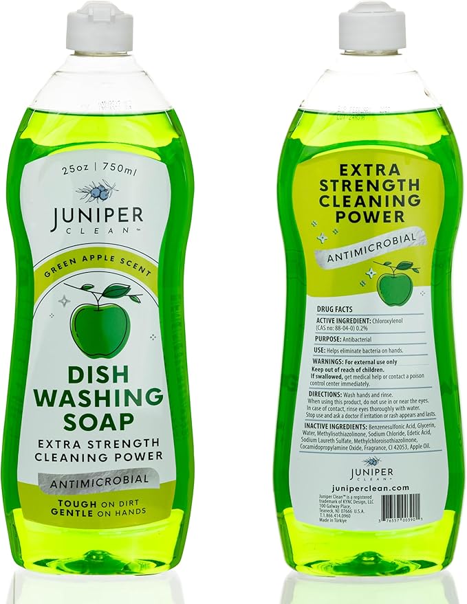 Dish Soap, Green Apple Scent, Liquid Dish Washing Soap Squeeze Bottle 25 Fl Oz (Pack of 6)